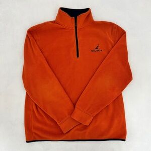 Nautica Mens Size X-Large Pullover Jacket Nautex Pier Orange 1/4 Zip‎ Collared